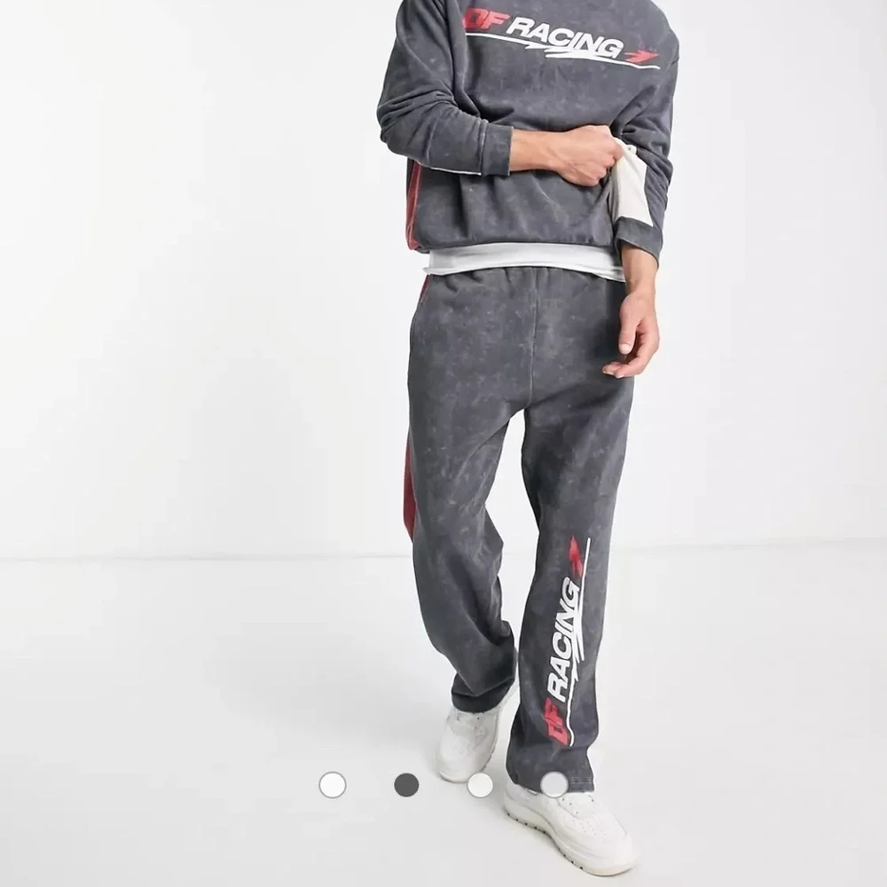 NWOT asos design DF racing gray, red, cream sweat pants B55